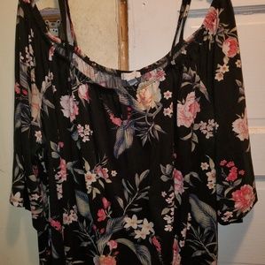 Cold shoulder floral print blouse